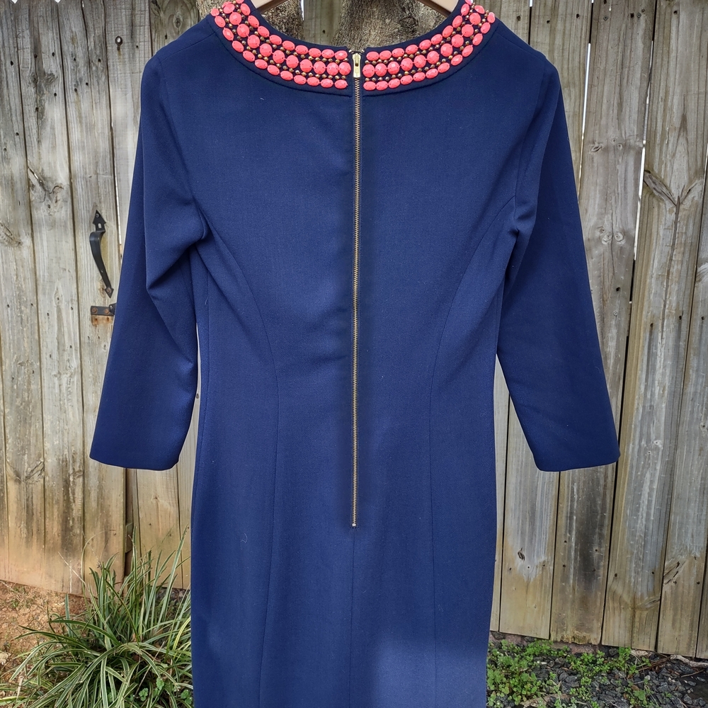 Lilly Pulitzer Navy Dress with Coral Embellishments - Picture 7 of 11